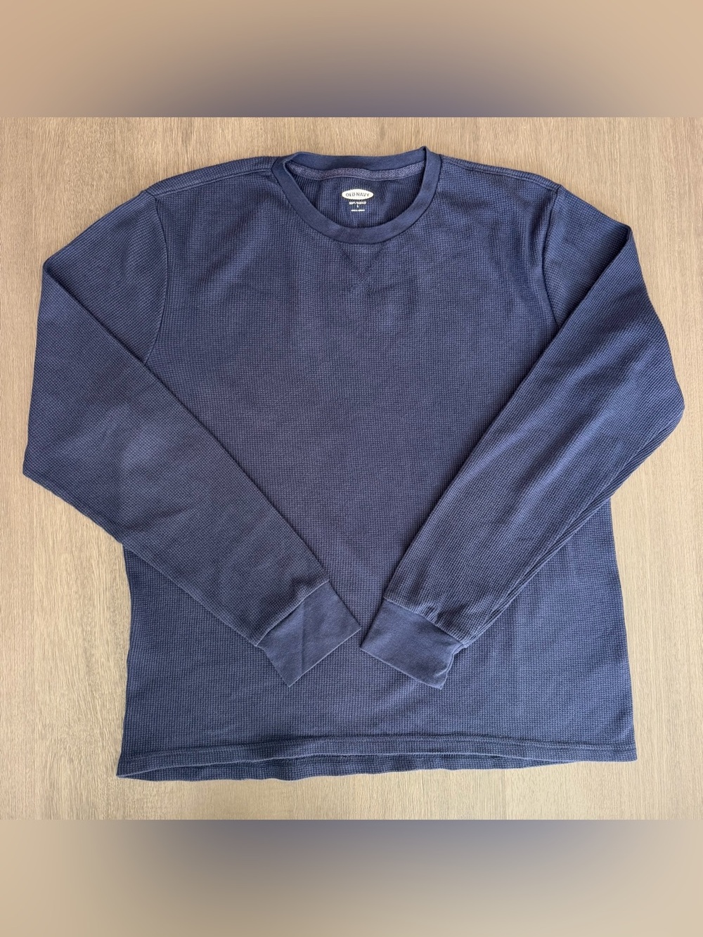 Old Navy Men’s Navy Blue Waffle Knit Thermal Long Sleeve Shirt L